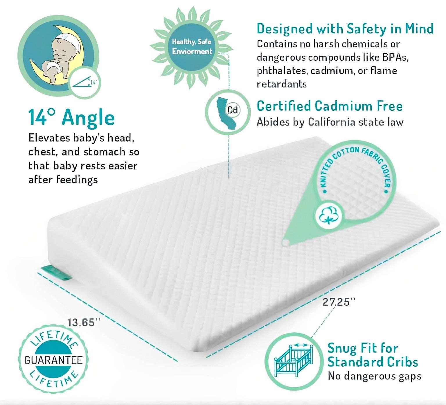 Crib Baby Wedge Pillow - Memory Foam