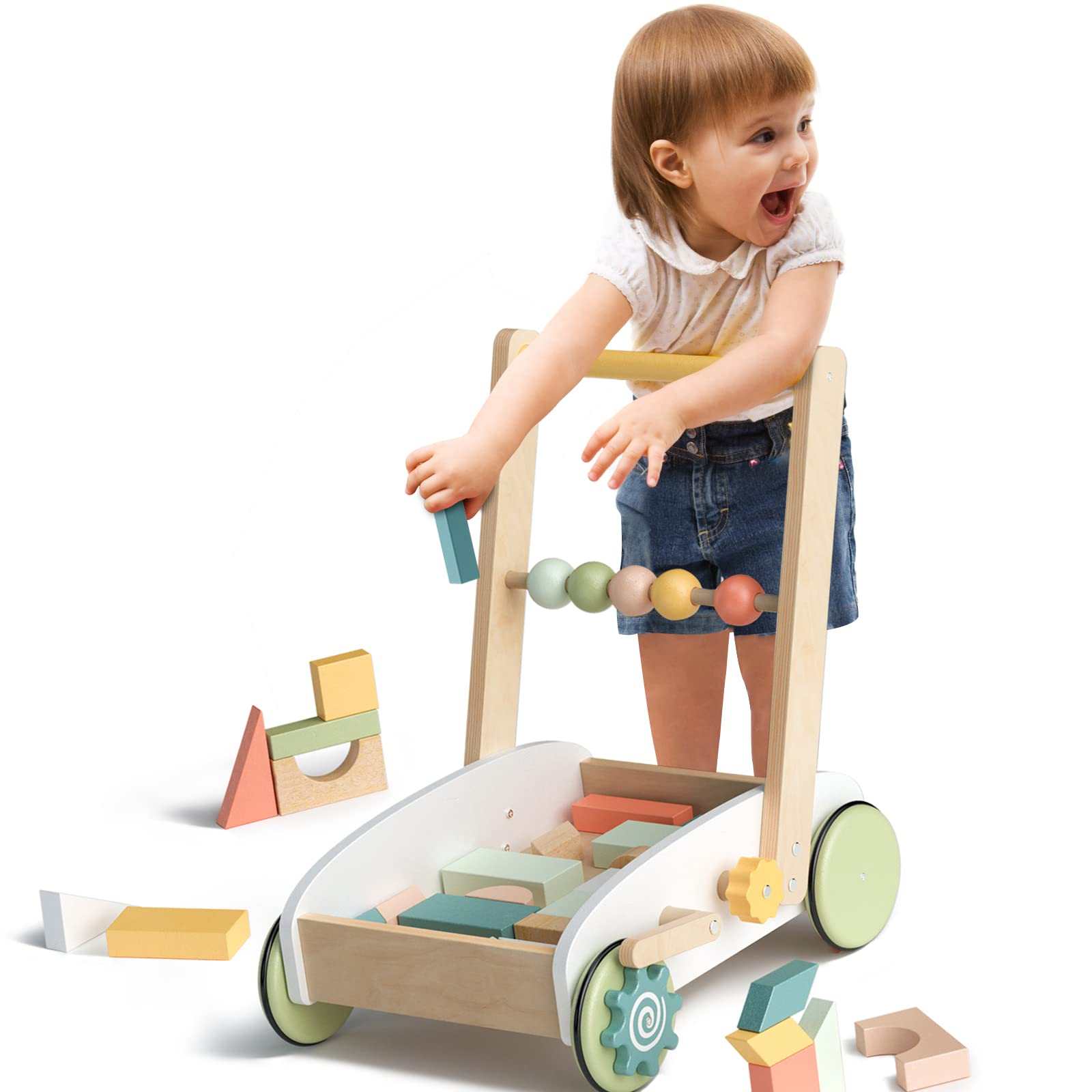 Baby Walkers Push Toys - Wooden Baby Push Walker