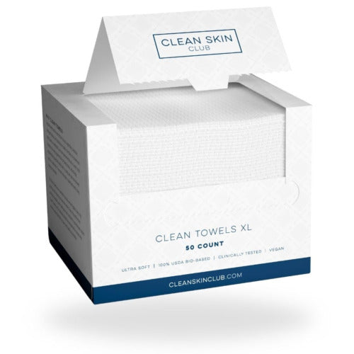 Clean Skin Club Clean Towels XL™, 100% USDA Biobased Face Towel, Disposable Face