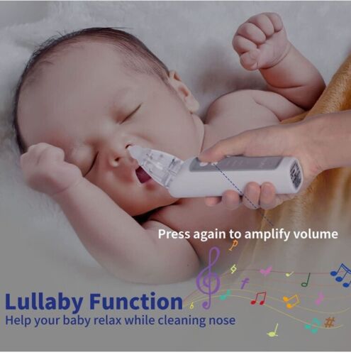 Nasal Aspirator for Baby, Electric Baby Nose Sucker with Adjustable 3  Levels Suction, Rechargeable Booger Sucker for Babies with 8 Light Modes  and 3